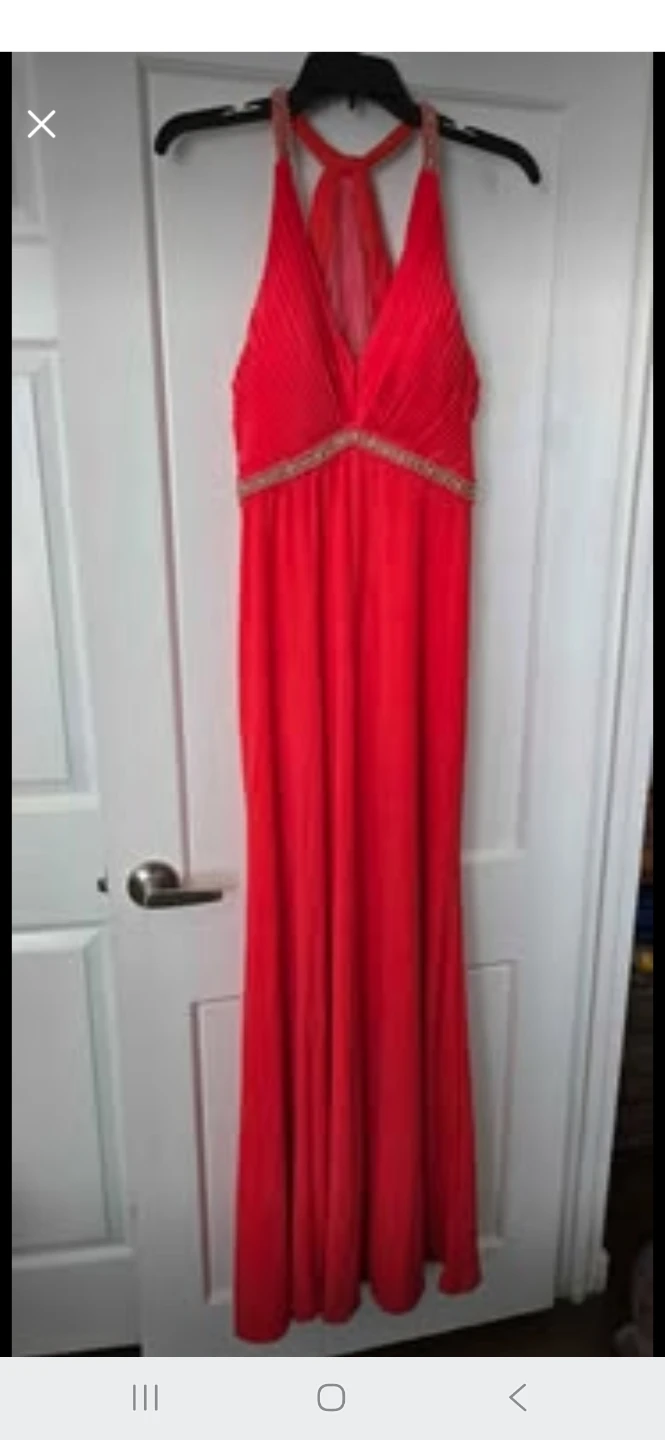 Red Halter Neck Beaded Maxi Dress size 10 - photo 2