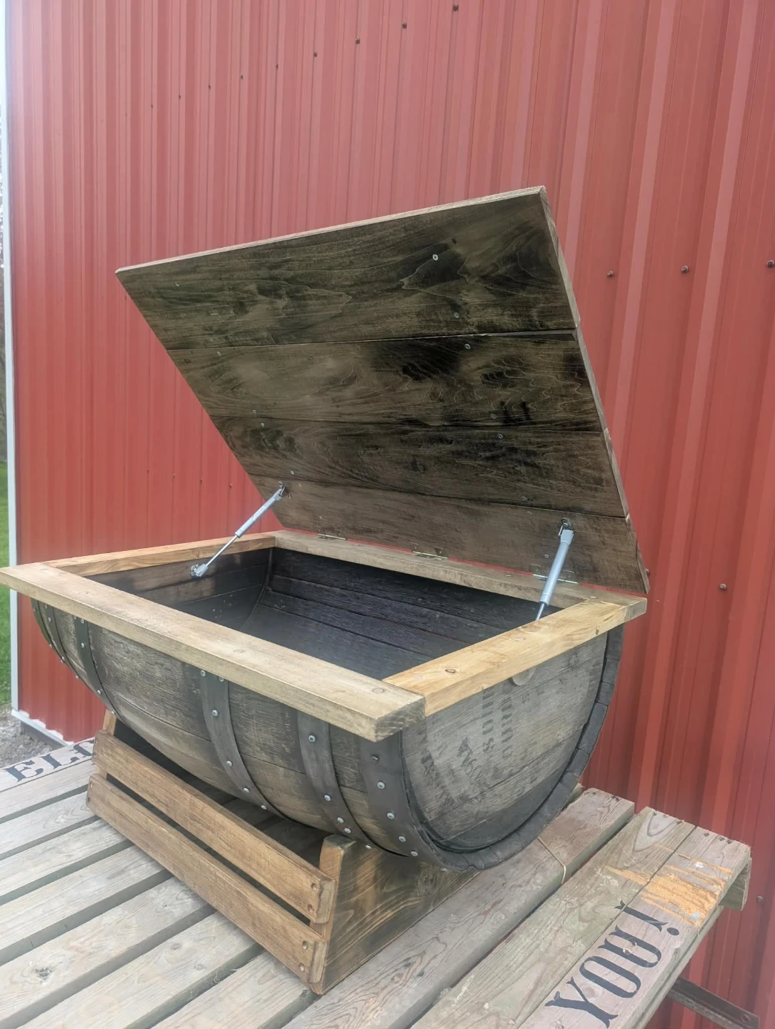 Wooden Barrel Storage Chest - photo 2