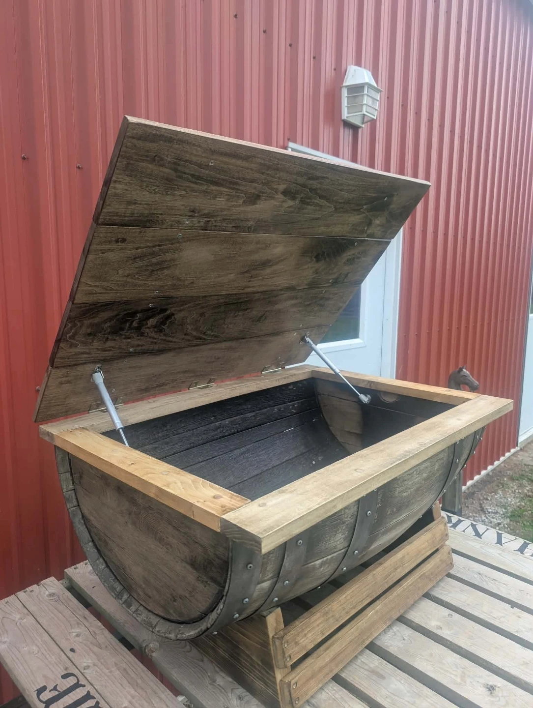 Wooden Barrel Storage Chest - photo 3