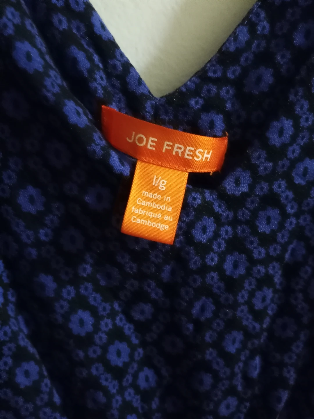 Joe Fresh Sleeveless V-Neck Dress - Blue Floral Print - L/G - photo 2
