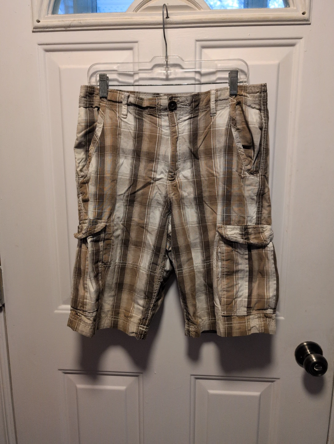 No Boundaries Plaid Cargo Shorts Size 32
