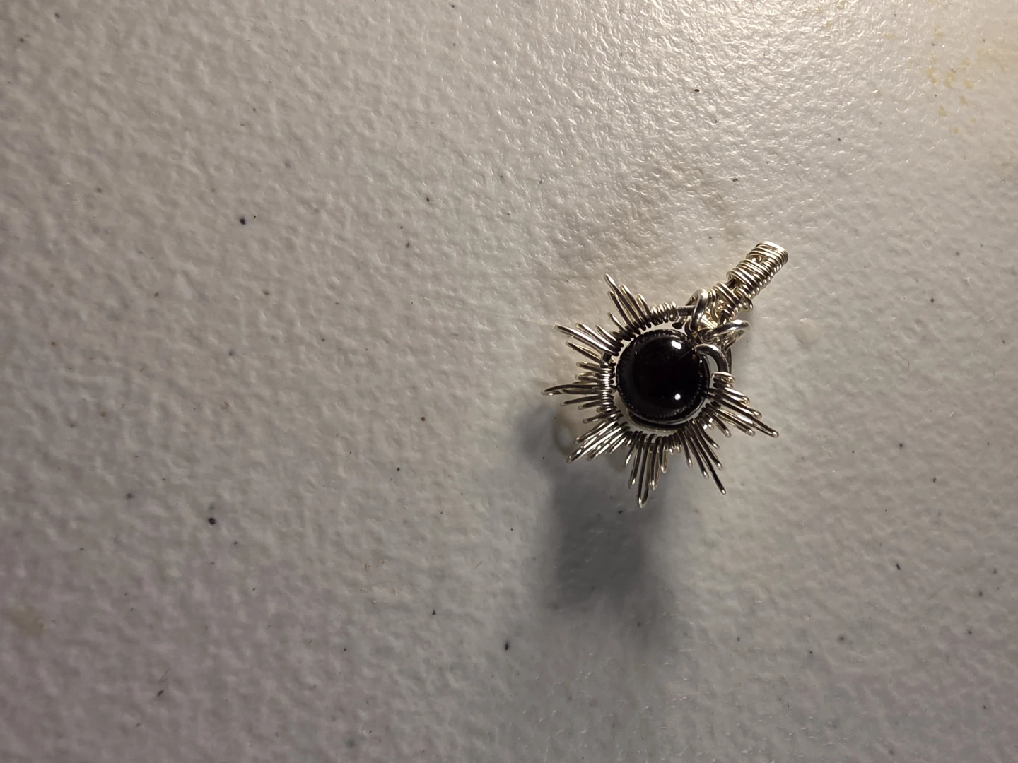 Handmade Sunburst Pendant Necklace with Garnet