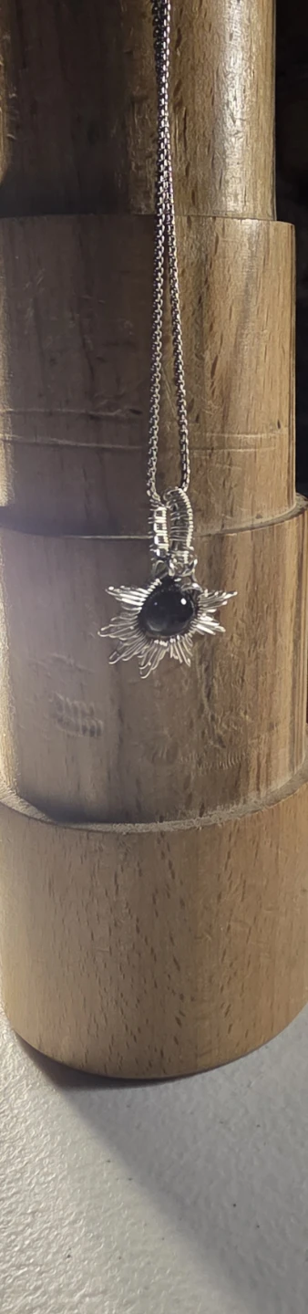 Handmade Sunburst Pendant Necklace with Garnet - photo 2