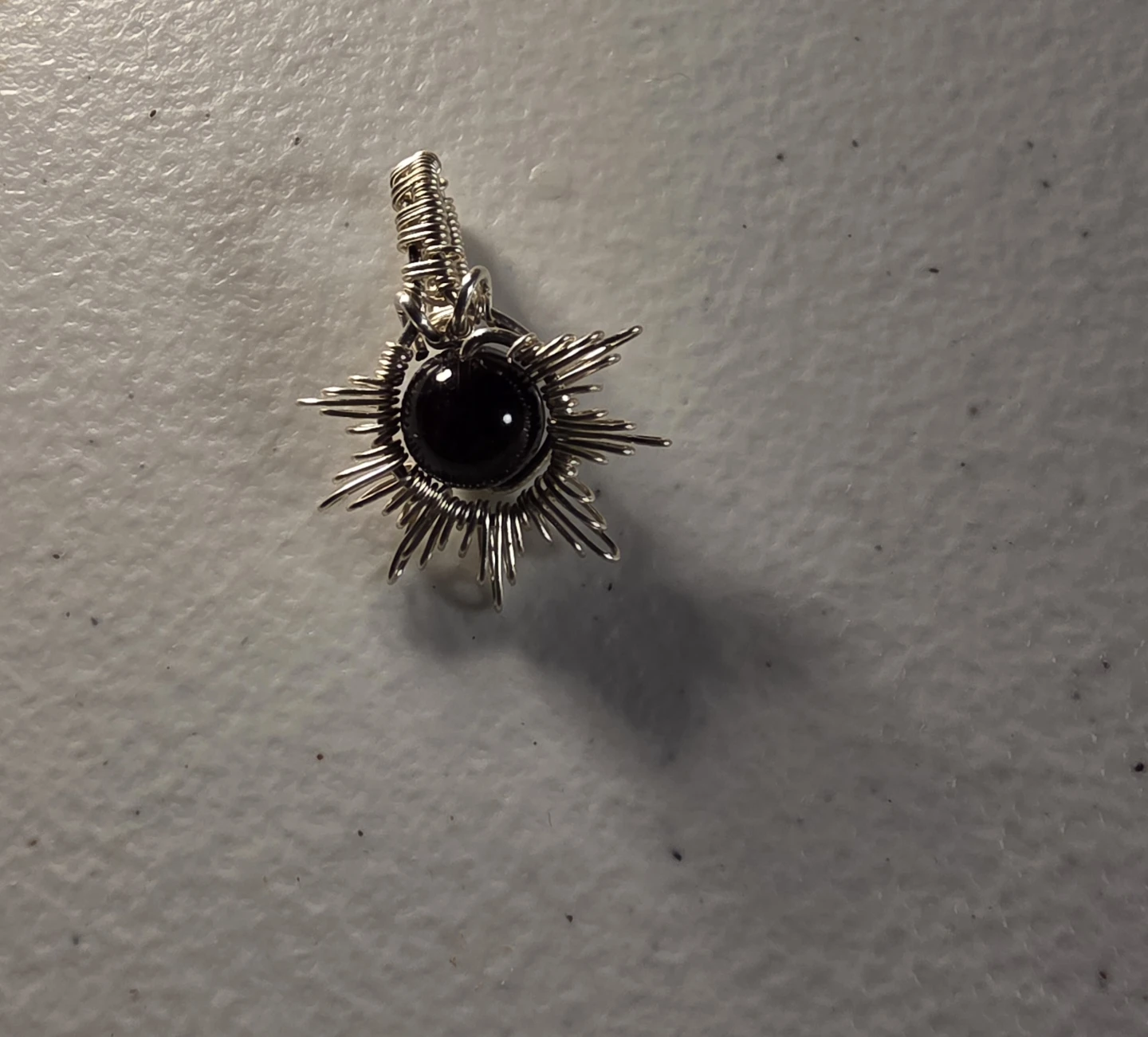 Handmade Sunburst Pendant Necklace with Garnet - photo 5