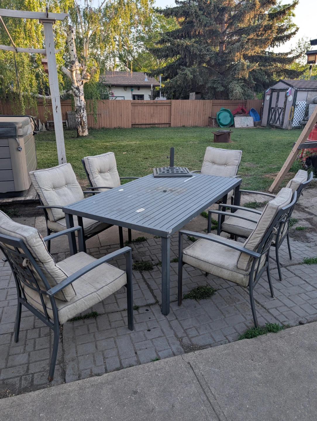 Patio Dining Set - Grey Table and 6 Chairs