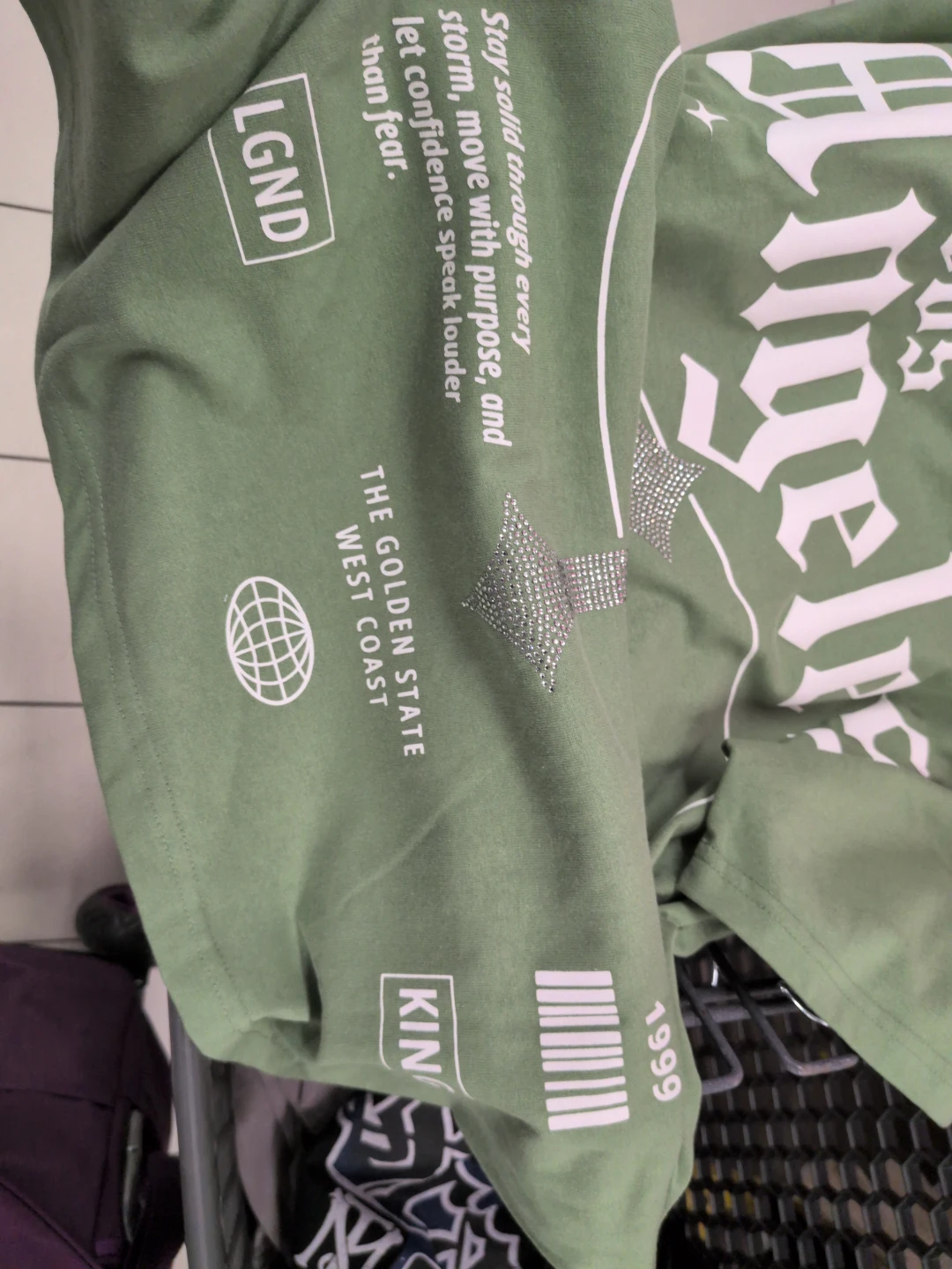 Green Los Angeles Graphic T-Shirt with Cross Design