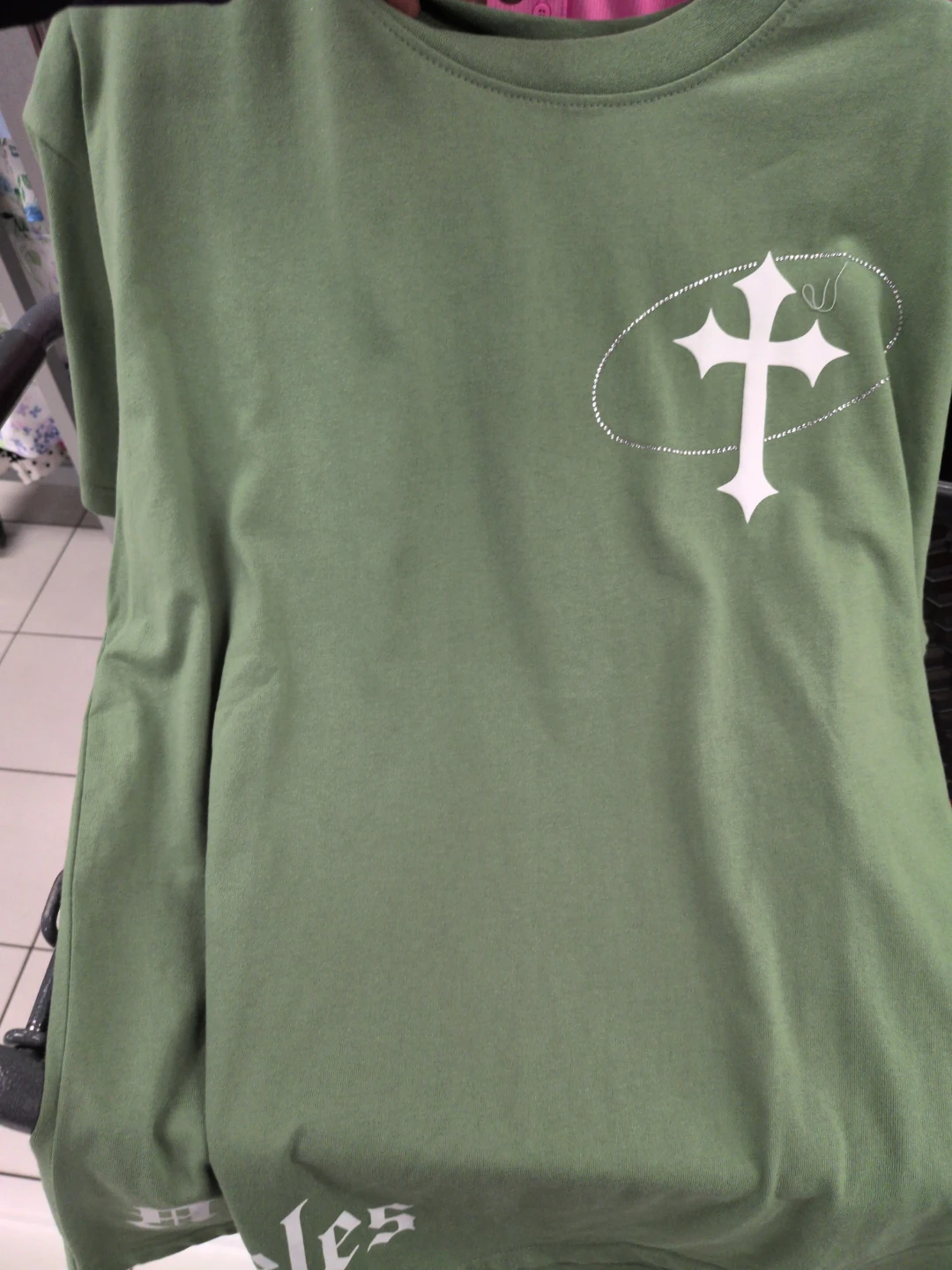 Green Los Angeles Graphic T-Shirt with Cross Design - photo 2