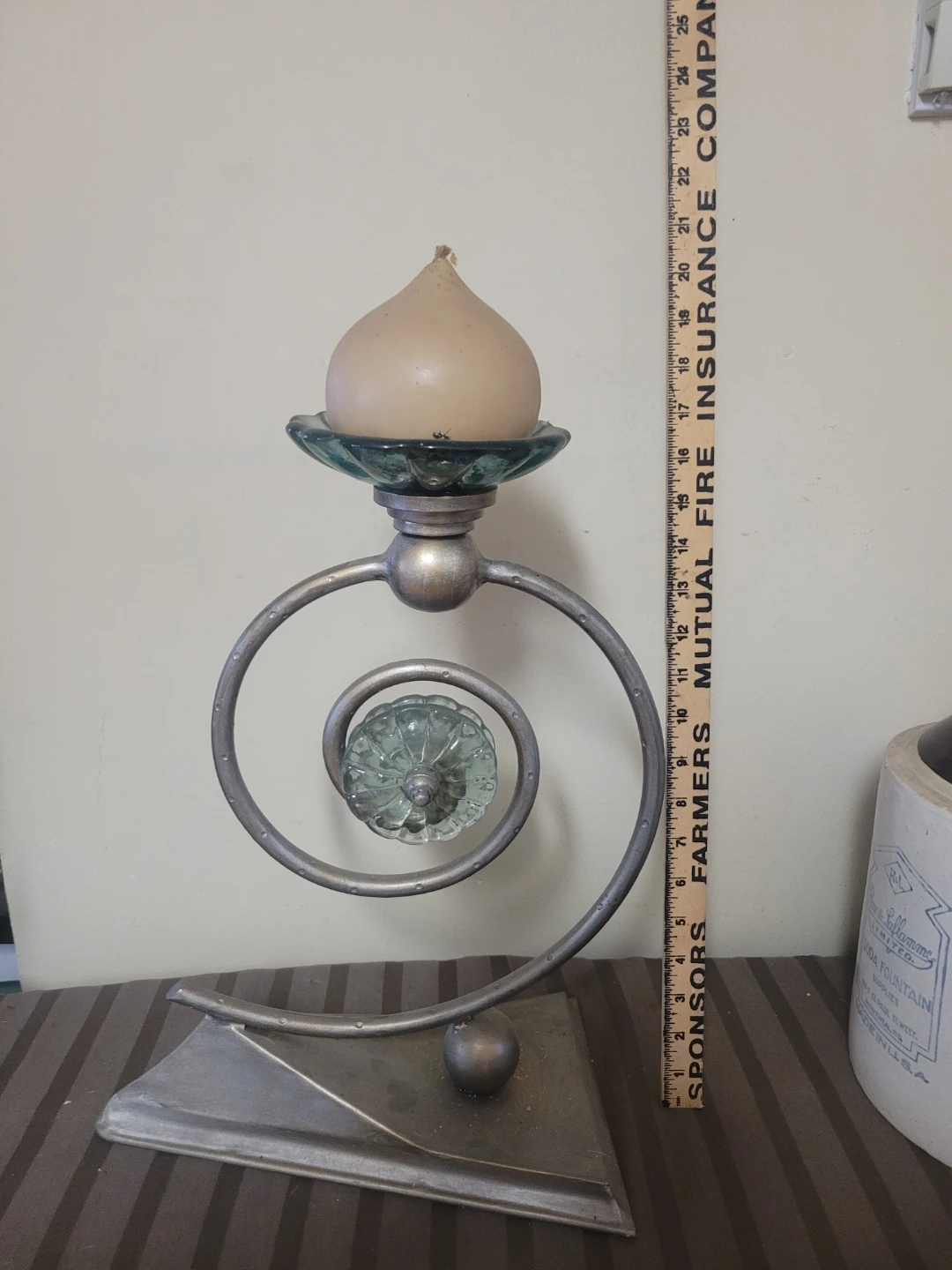UNIQUE METAL SWIRLING PRIRAL CANDLE HOLDER STAND - photo 4