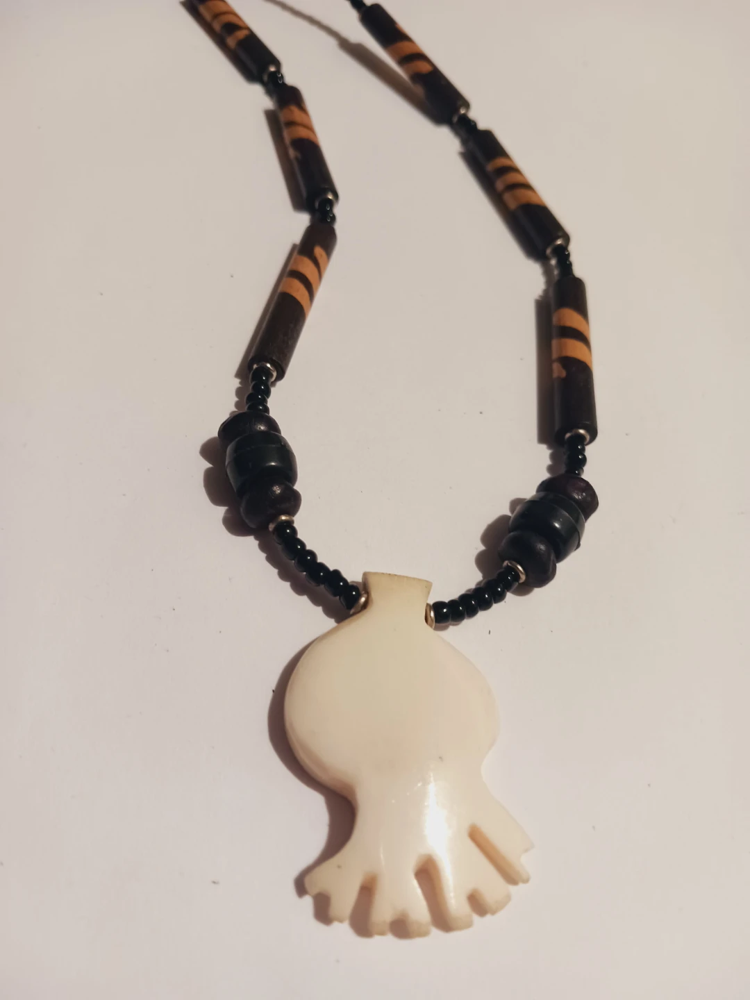 Beautiful Carved Pendant with Beaded Necklace - photo 2