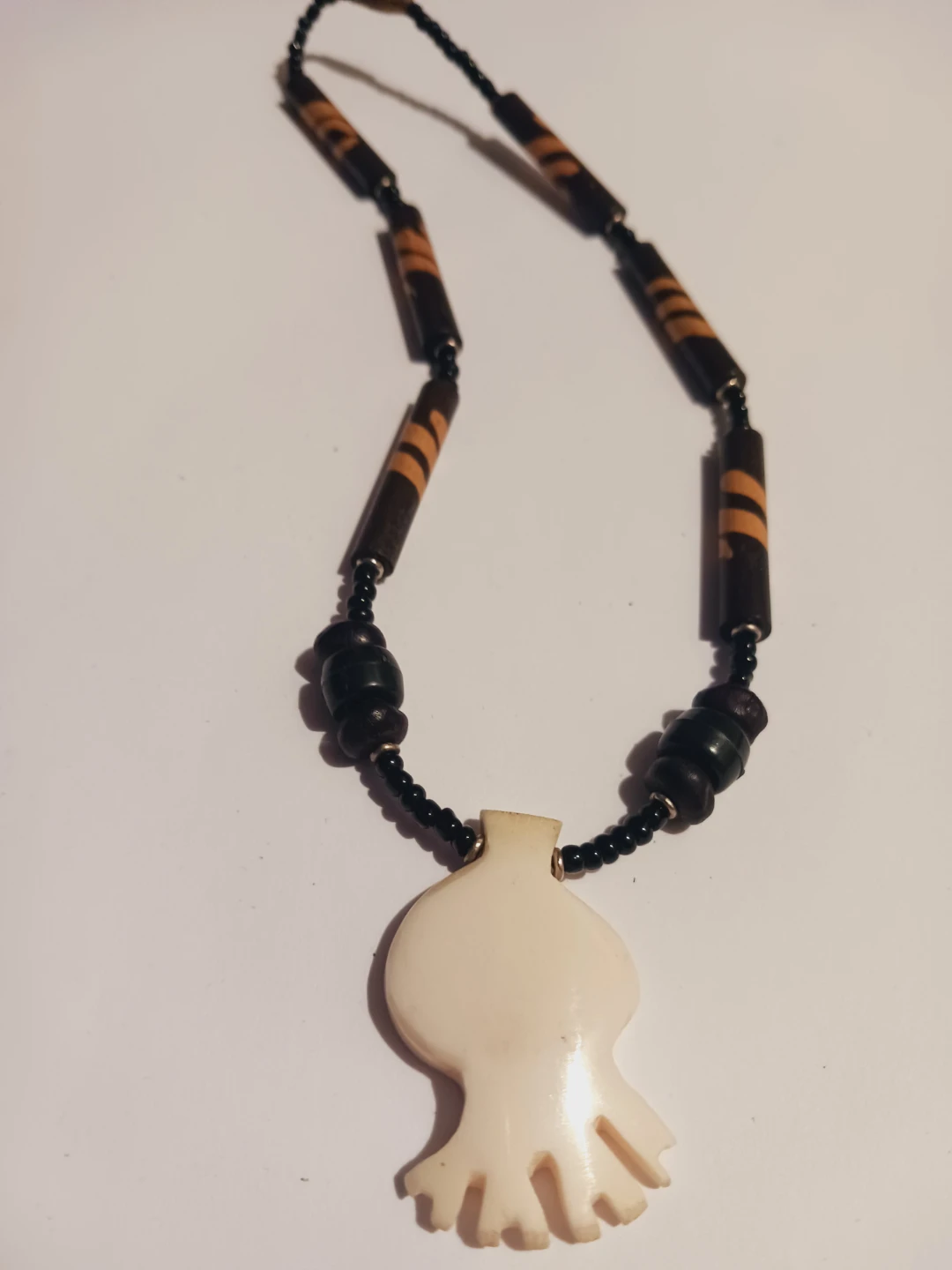 Beautiful Carved Pendant with Beaded Necklace - photo 3