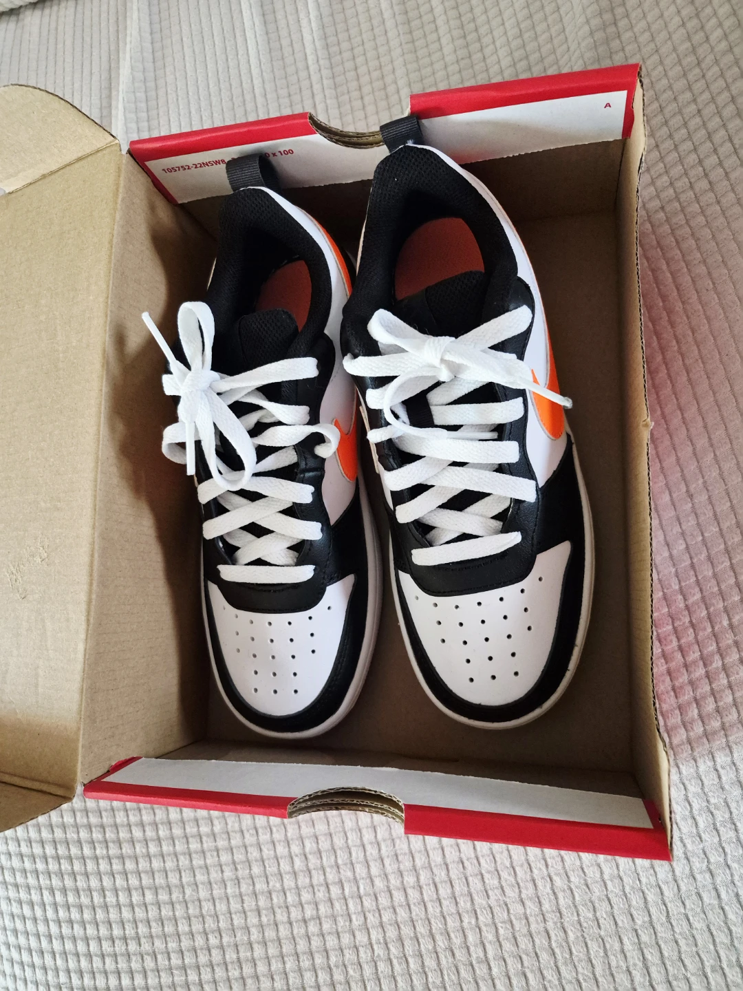 Nike Dunk Low GS Youth Sneakers - White/Black/Orange - Size 4Y - photo 4