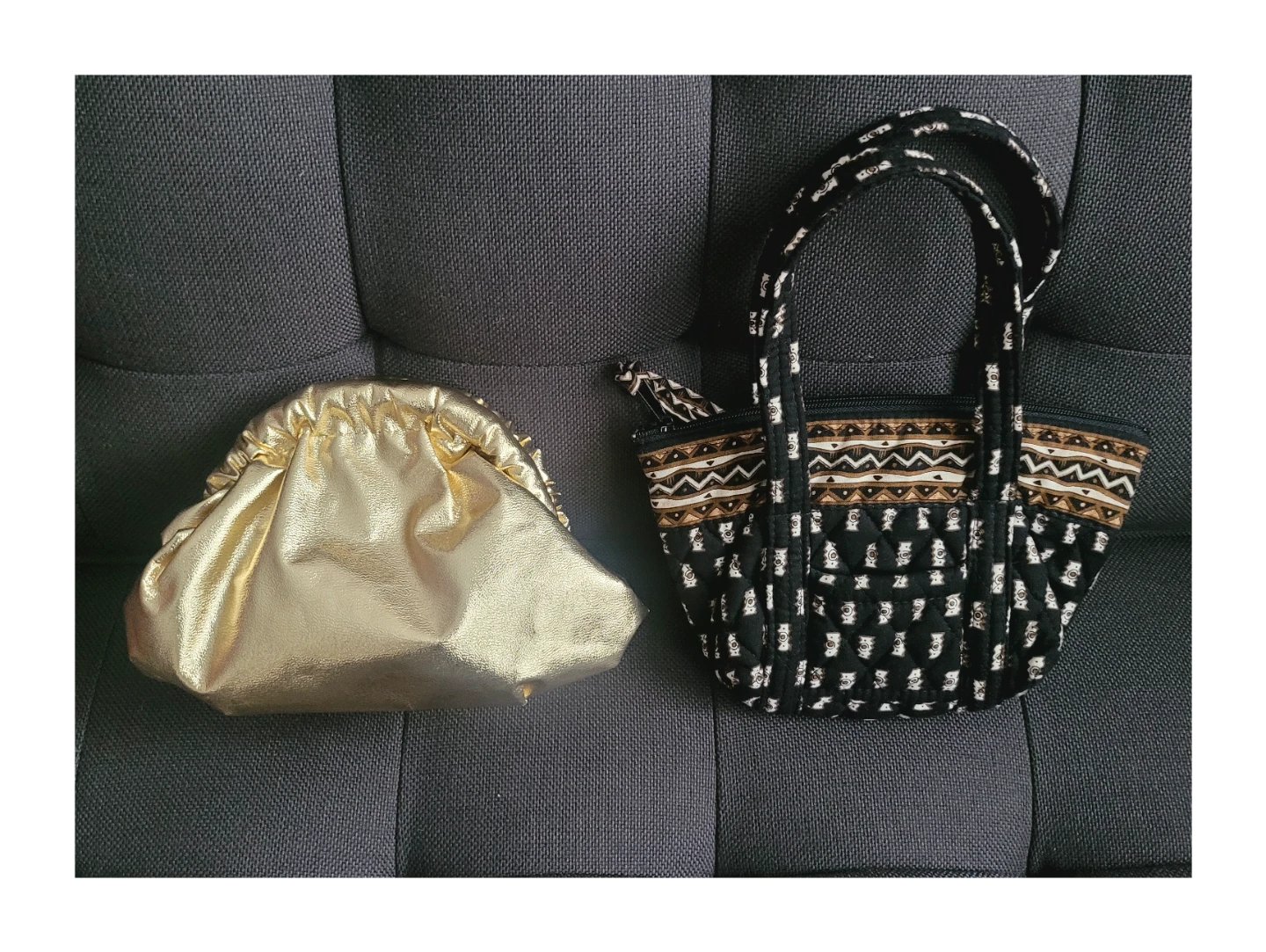 Vera Bradley Quilted Mini Pouch & Gold Clutch