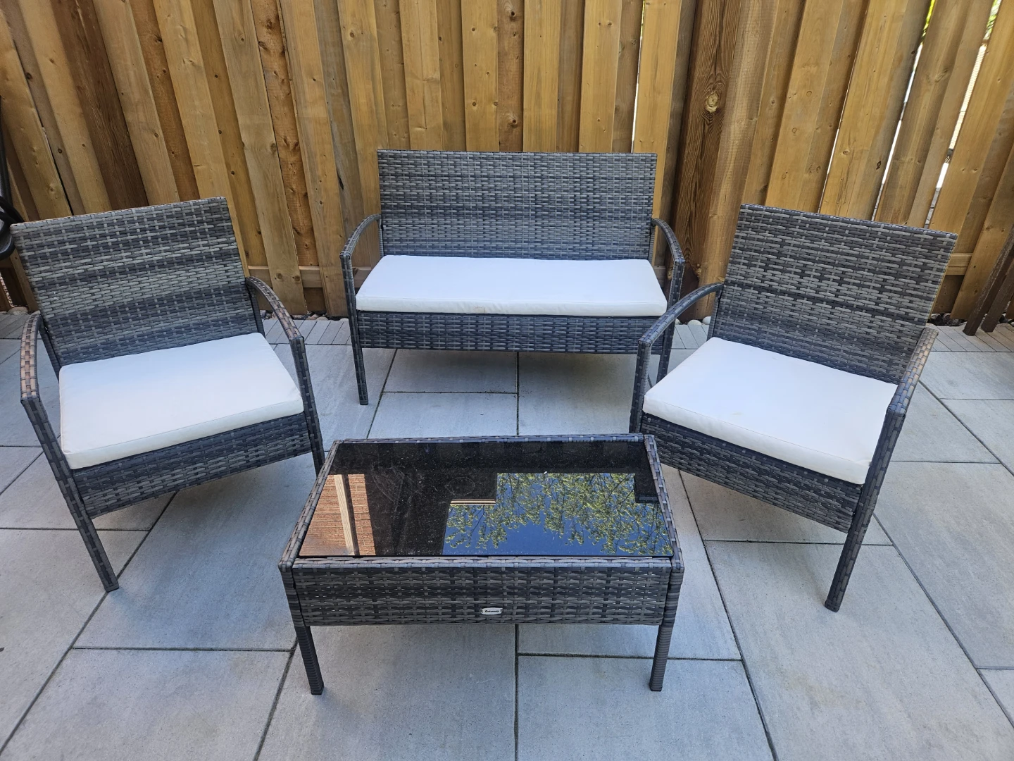 Rattan Patio Set - 2 Chairs, Loveseat & Coffee Table