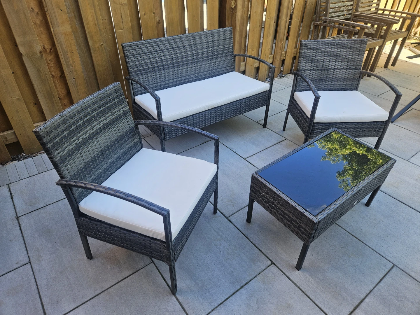 Rattan Patio Set - 2 Chairs, Loveseat & Coffee Table - photo 2