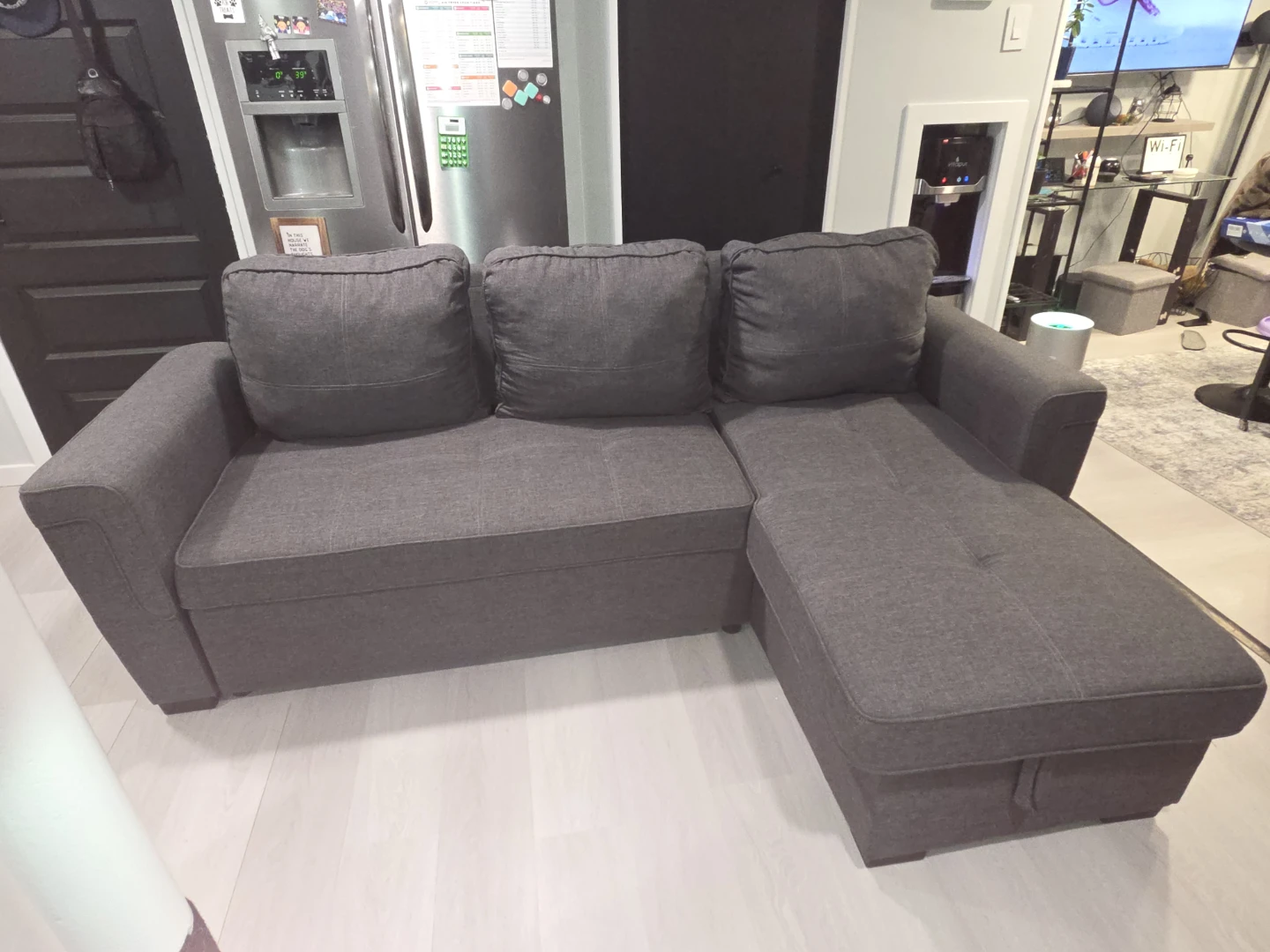 Grey Sectional Sofa with Storage