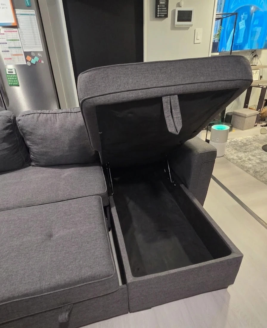 Grey Sectional Sofa with Storage - photo 3