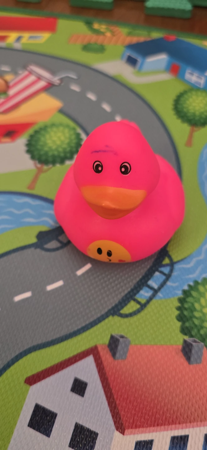 Bright Pink Rubber Duck Bath Toy