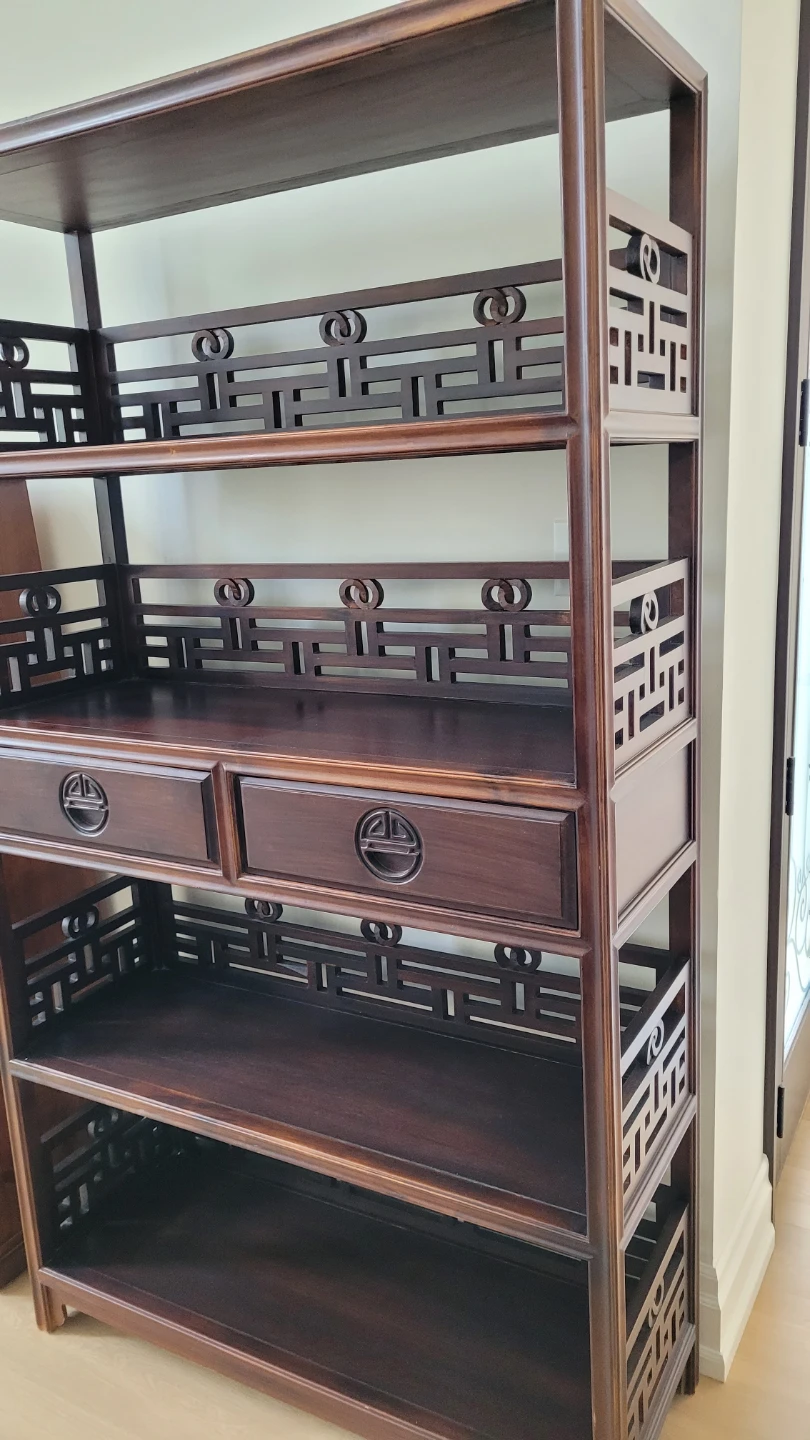 Dark Wood Display Shelf with Drawers - photo 4