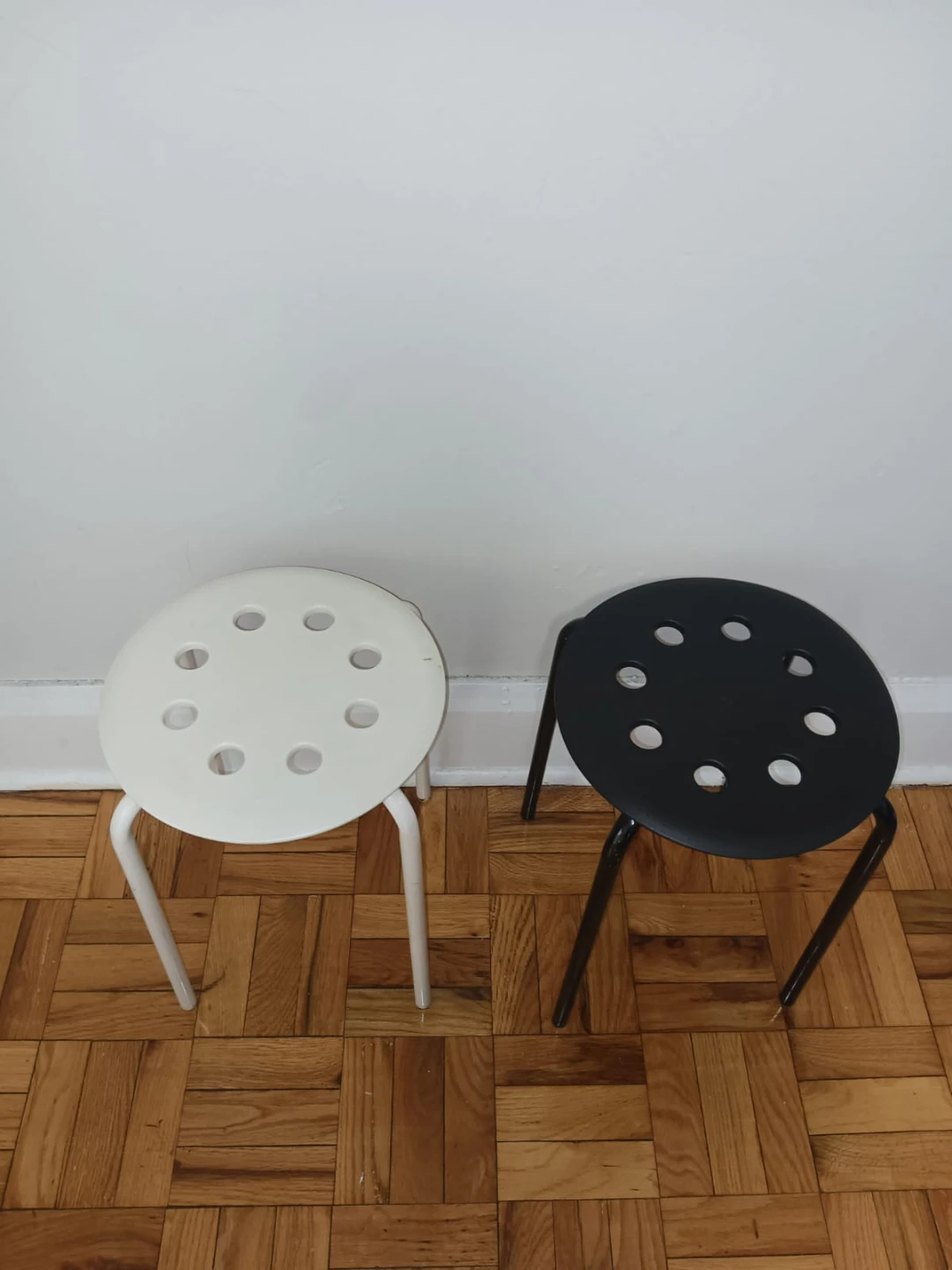 IKEA MARIUS Stools - Black & White (Set of 2)