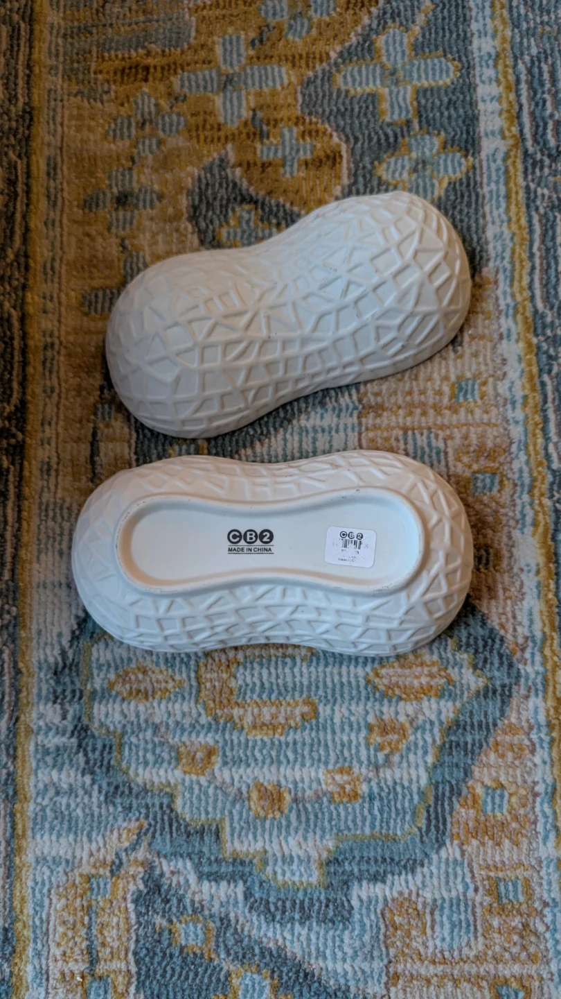CB2 White Peanut Shaped Ceramic Dish with Lid - photo 3