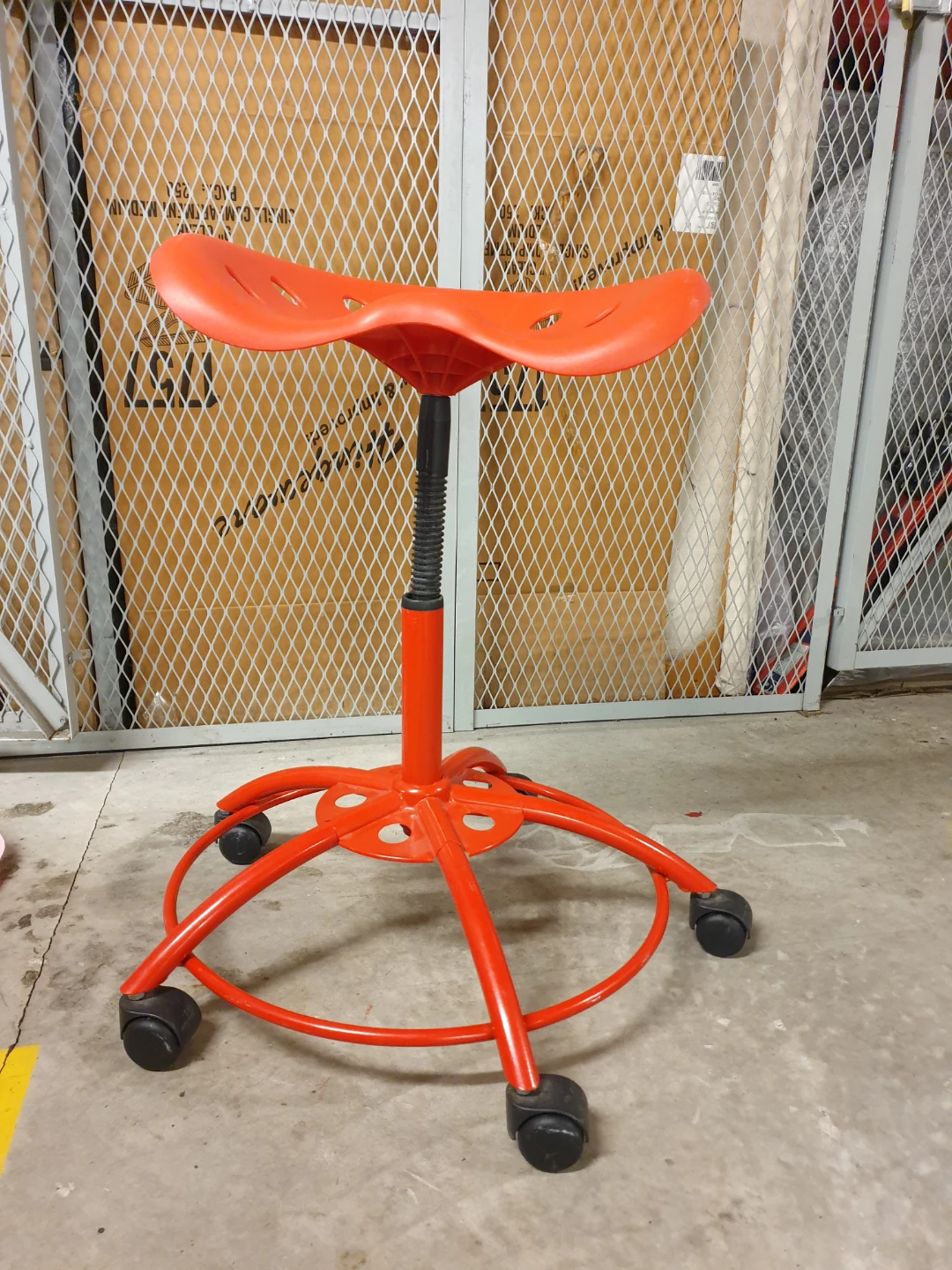 Orange Swivel Stool with Wheels