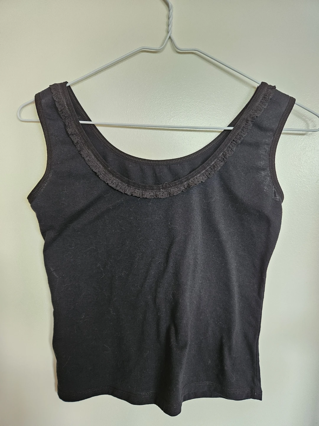 Black tank top with lace trim