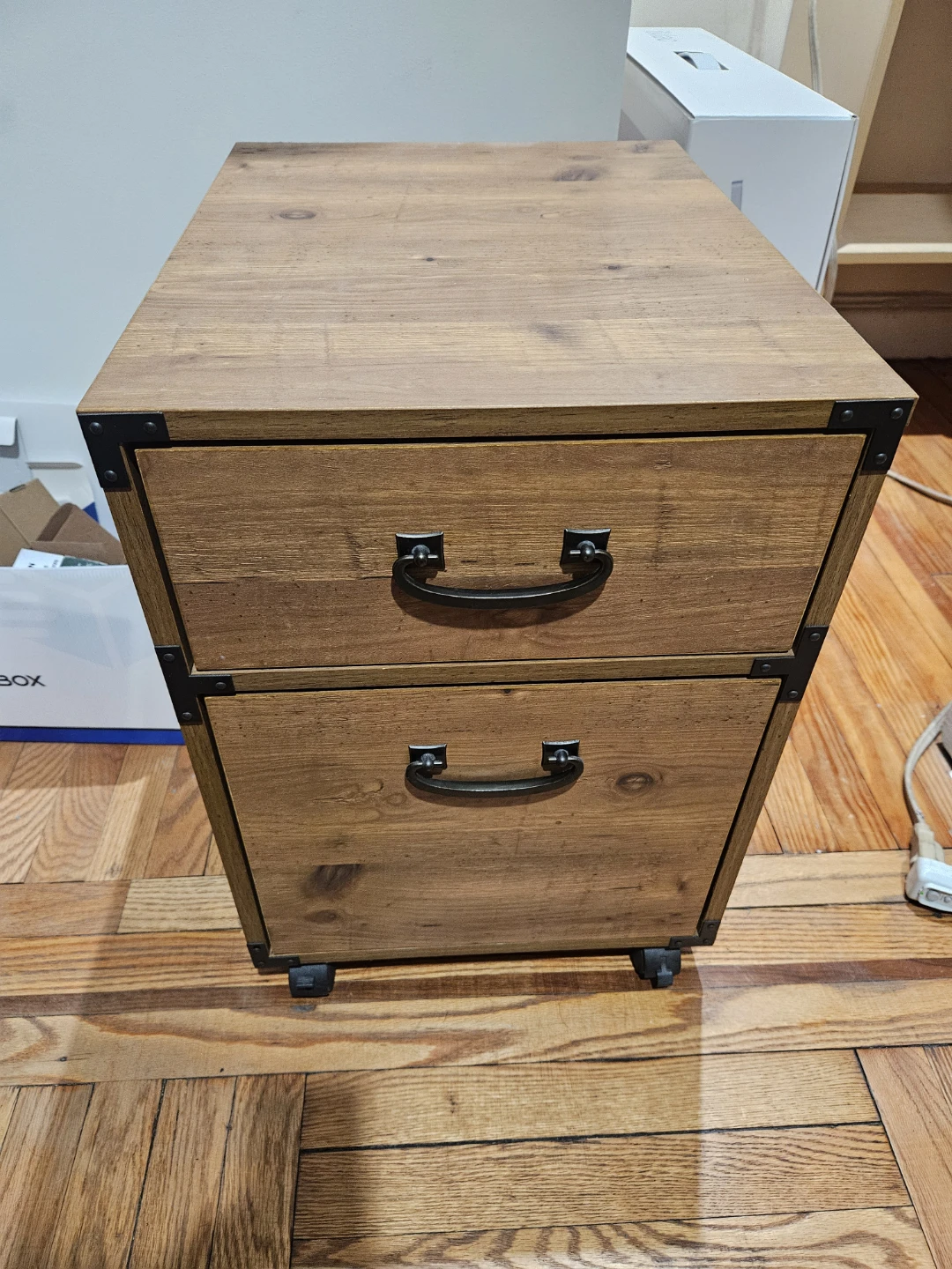 Golden pine 2 drawer file cabinet