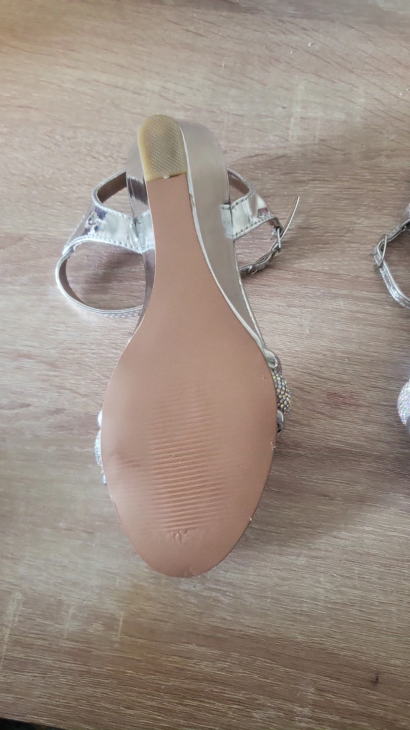 SYLO KD7879 Silver Wedge Sandals with Rhinestones - Size 33 - photo 4