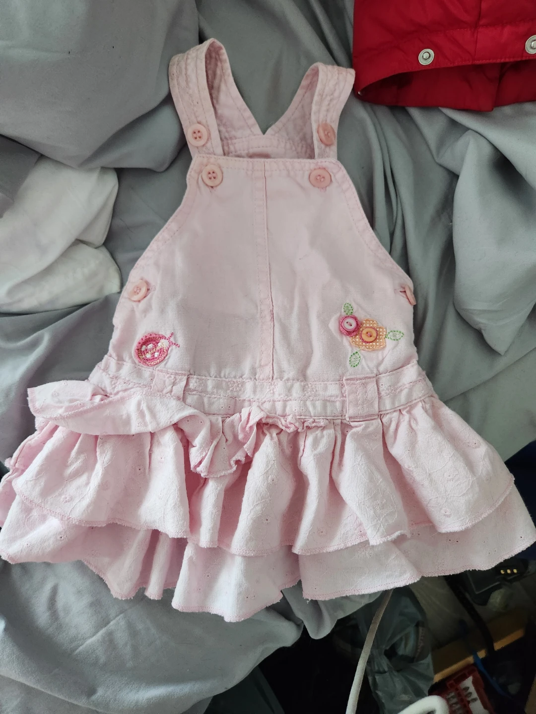 Pink Baby Overalls Dress 0-3M - photo 3