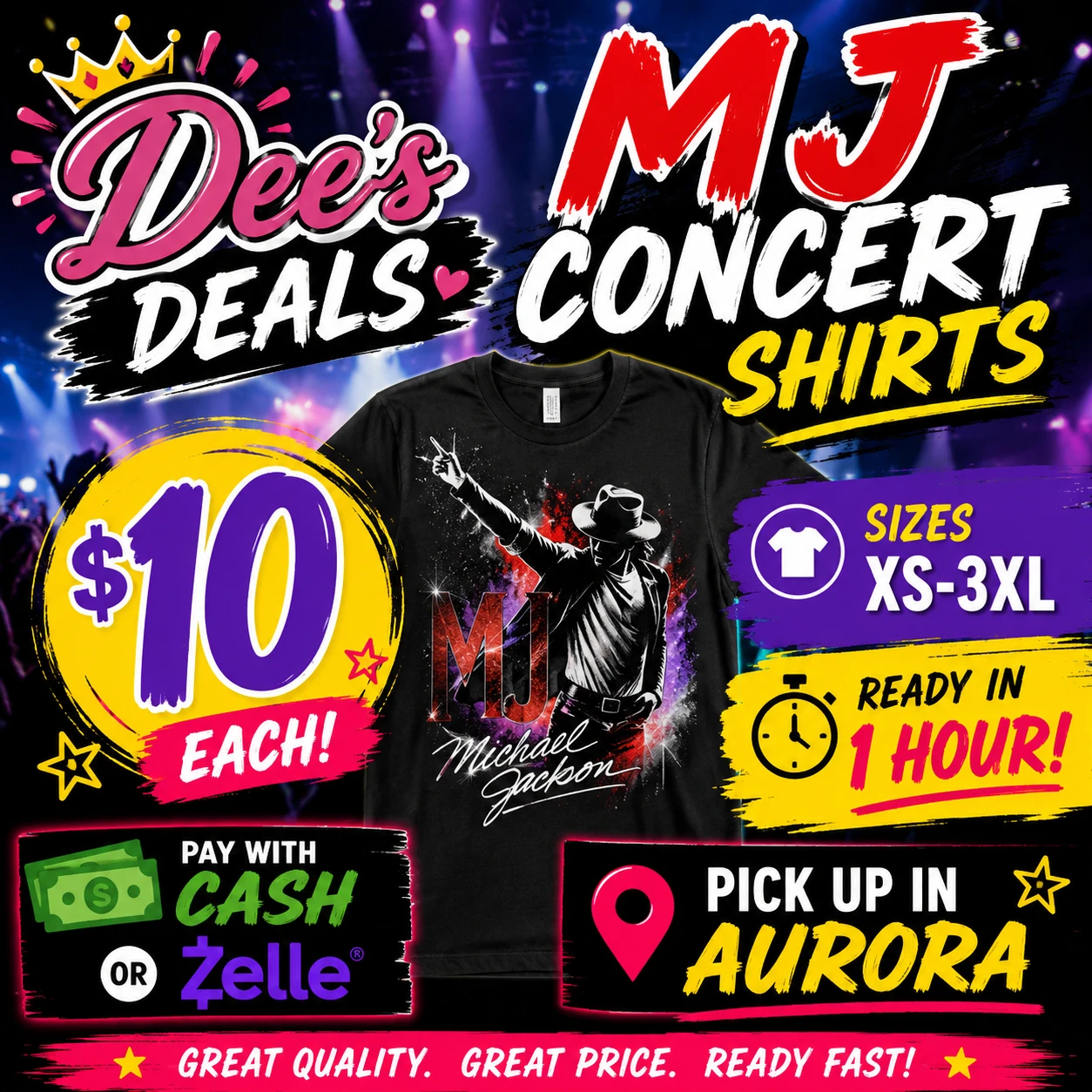 Michael Jackson King of Pop T-Shirt $10 Sizes XS-3XL