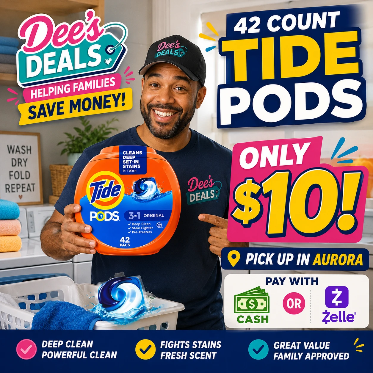 Tide PODS 3-in-1  42 Count $10