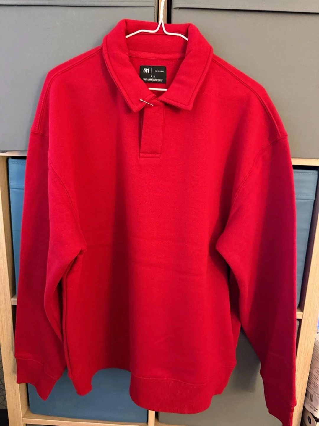 LE31 x PAR SIMONS Red Organic Cotton Blend Sweater