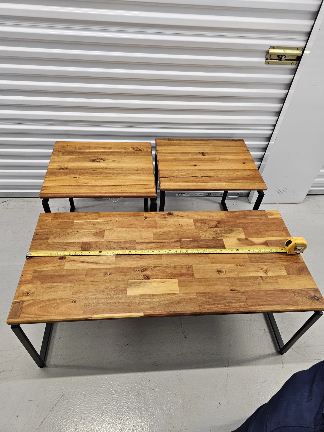 Set of 3 Wood & Metal Accent Tables