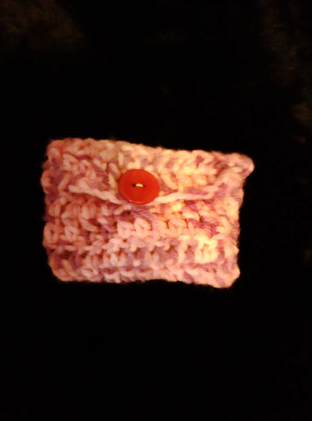 Handmade Knitted Card Holder Pink/Purple