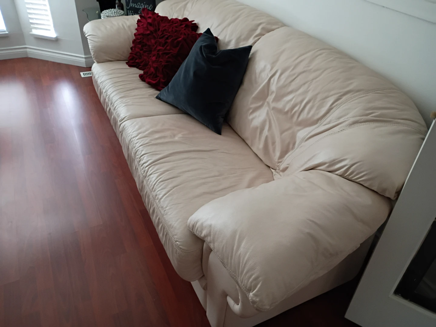 Cream Leather Sofa