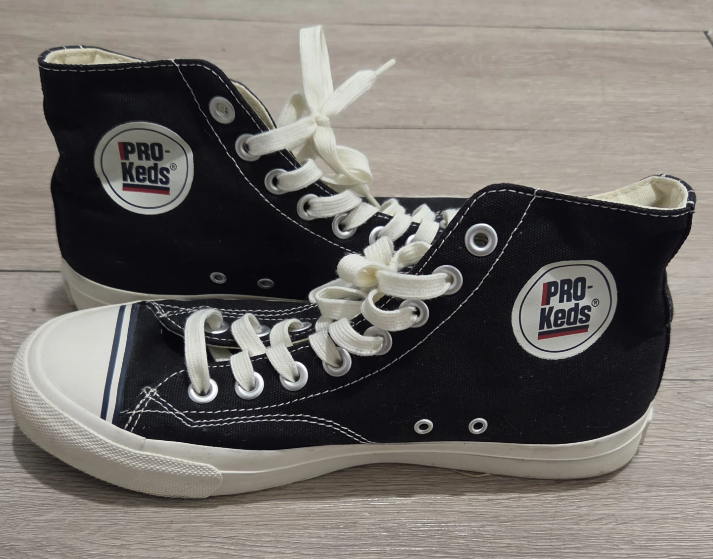 PRO-Keds black high-top canvas sneakers white laces - photo 2