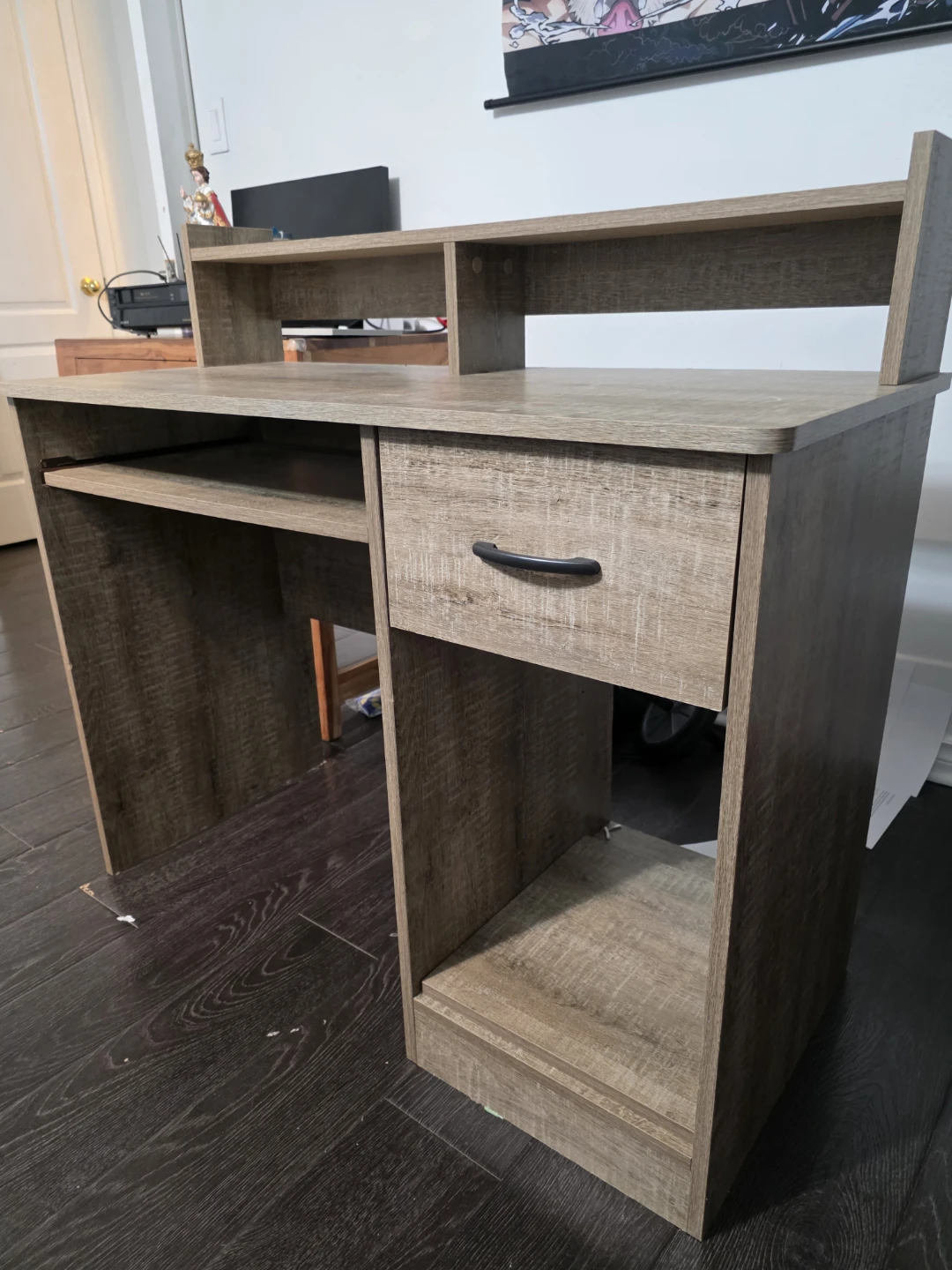 Computer Desk with Hutch and Keyboard Tray - photo 3