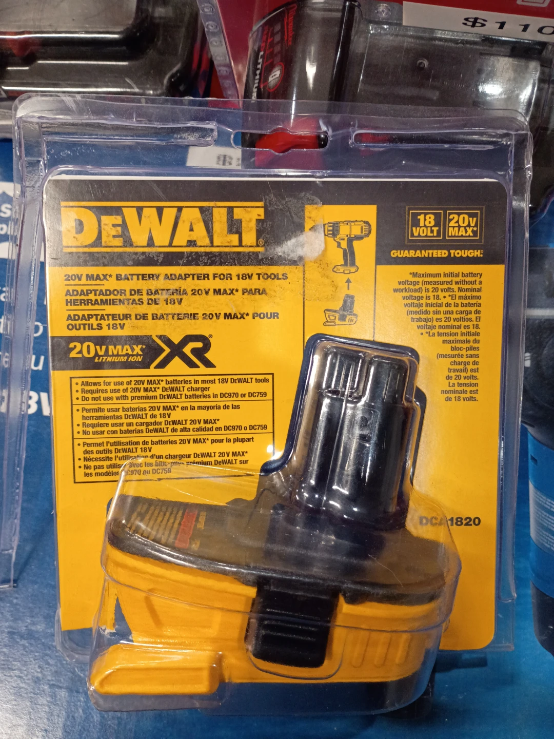 DEWALT 20V MAX* Battery Adapter for 18V Tools DCA1820