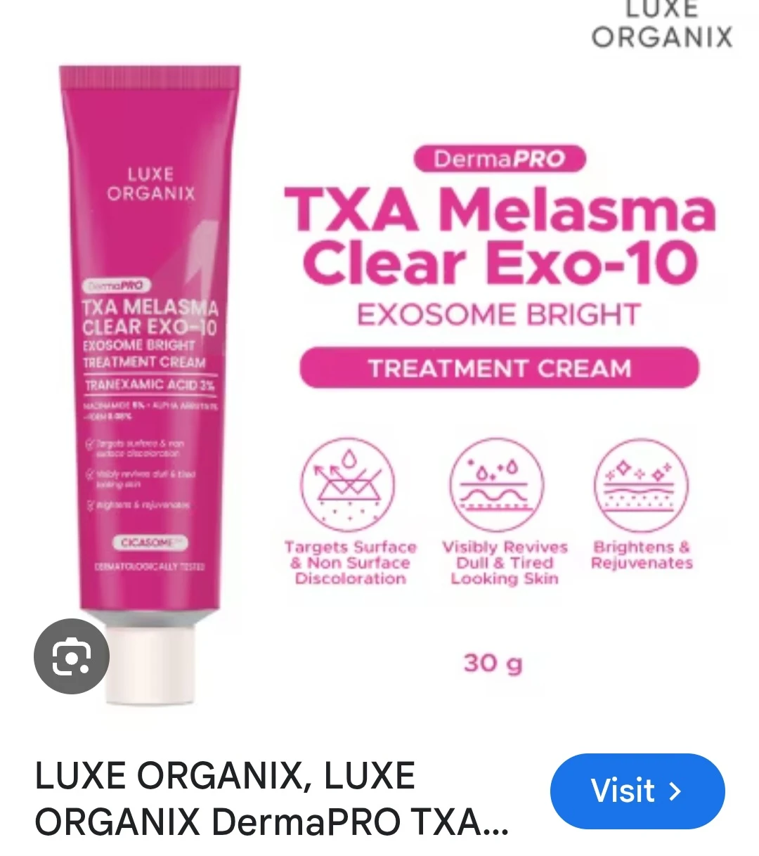 Luxe Organix TXA Melasma Clear Exo-10 Bright Treatment Cream