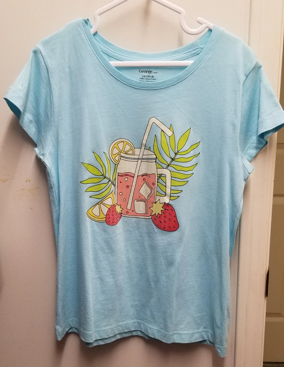 George Girls' T-Shirt Size L/G (10-12) Light Blue