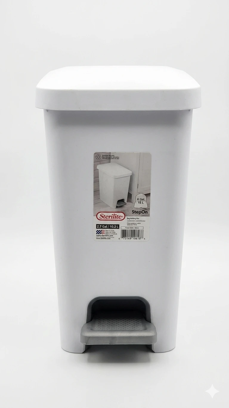 Sterilite StepOn White Step Trash Can 2.7 Gal.