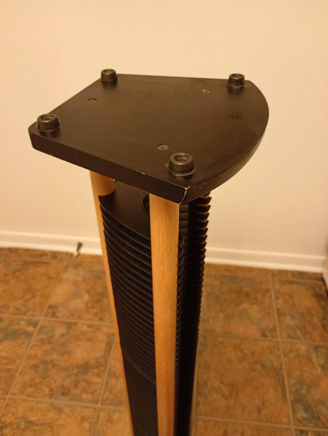 Wooden and Black CD Tower Storage Rack - photo 4