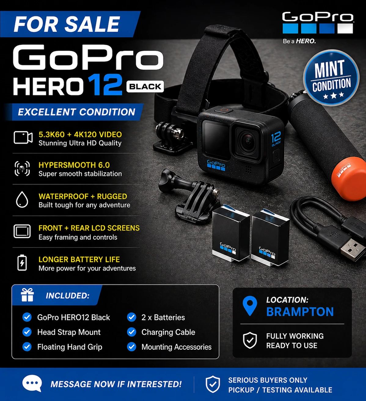 GoPro HERO12 Black Action Camera with Accessories