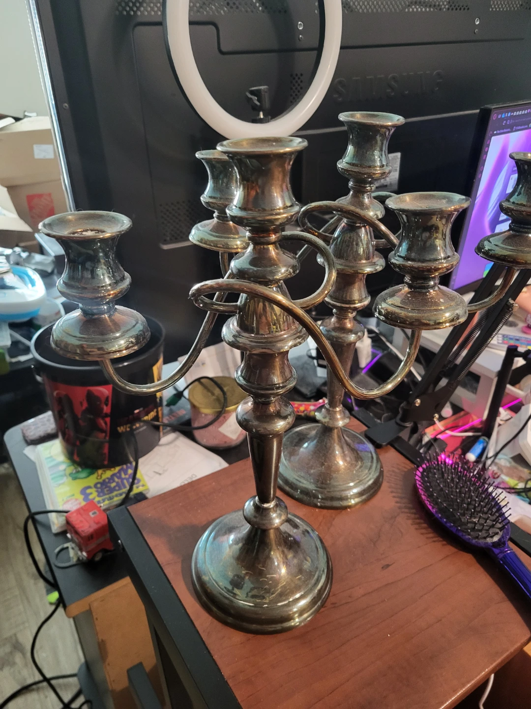 Silver Tone Candelabra - photo 2