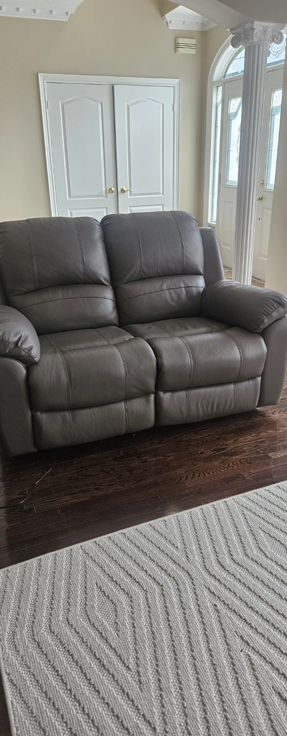 Grey Leather Reclining Sofa