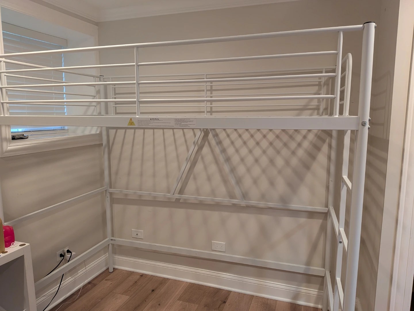 White Metal Loft Bed Frame - Twin Size
