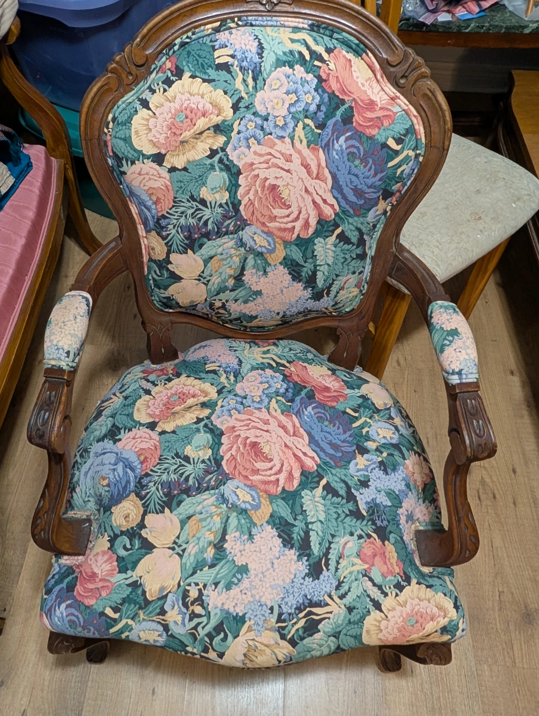 Vintage Floral Accent Chair
