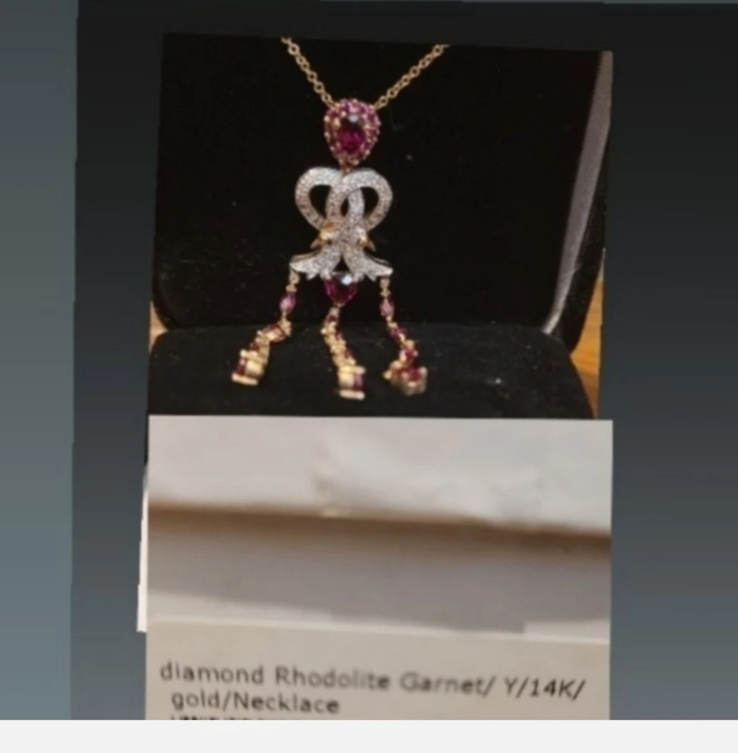Diamond Rhodelite Garnet Y/14K Gold Necklace