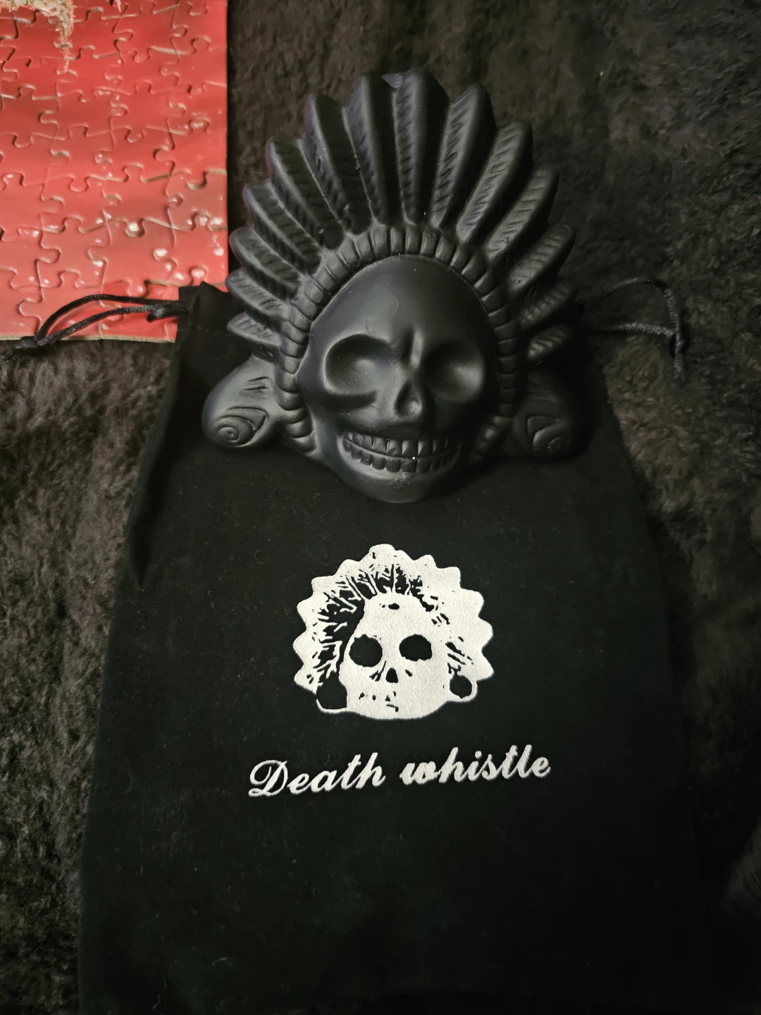 Death Whistle Skull Flute with Pouch