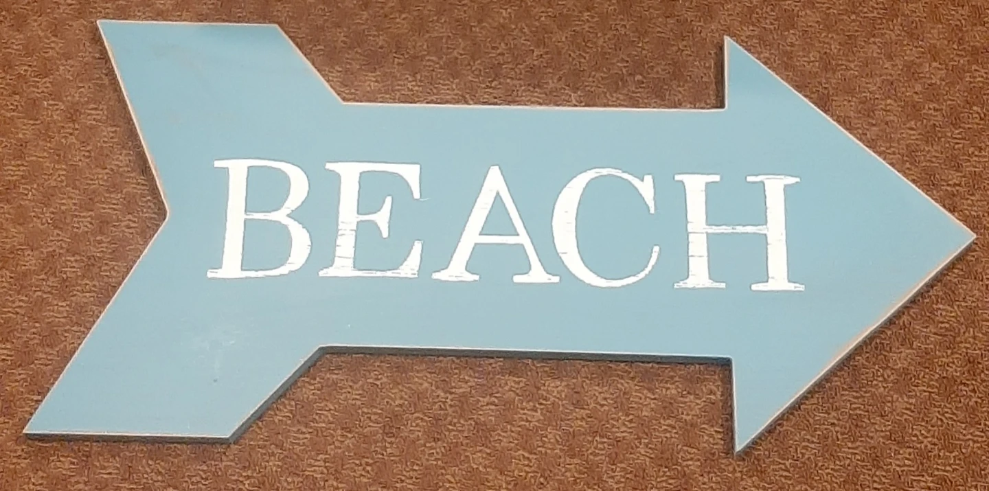 Wooden Beach Arrow Sign